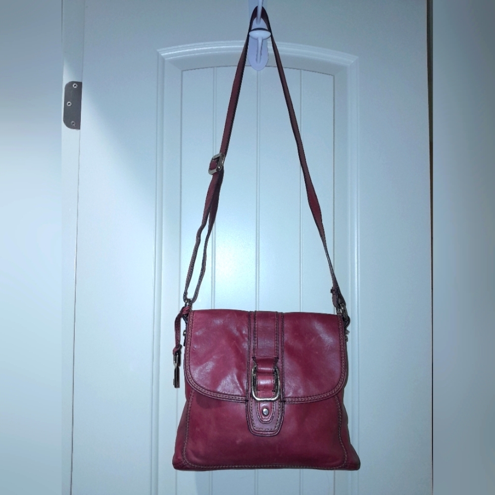 Fossil Red Distressed Leather Bag